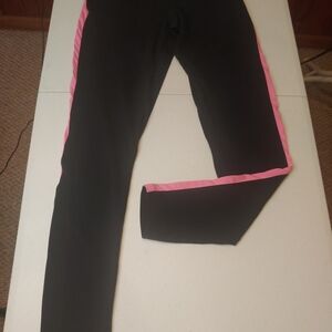 bcg Black Leggings with Pink Side Stripe Accent